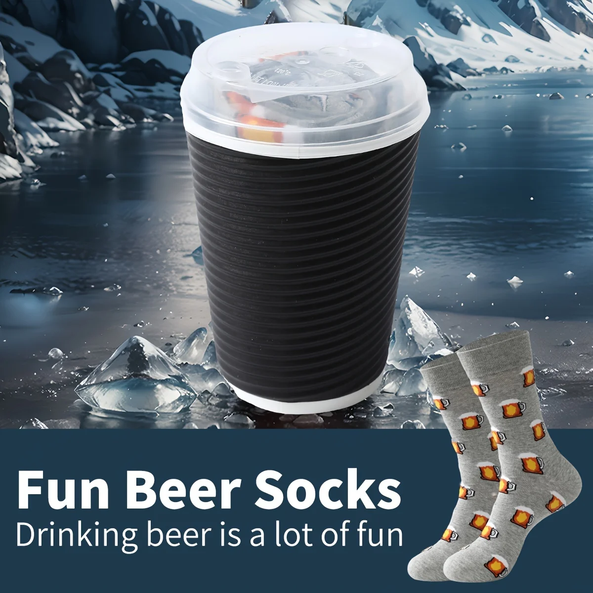 A unique pair of beer with personalized patterns for men and women, gift socks for friends on Halloween, all season collection