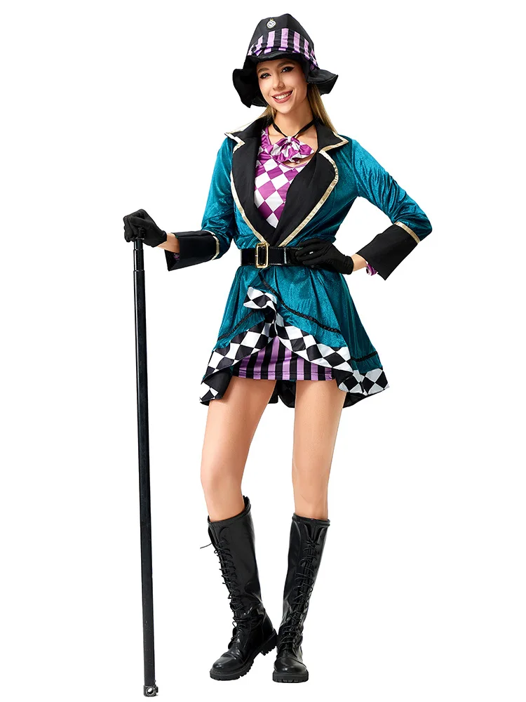 chinese dress ladies maxToonrain Mad Hatter Costume Adult 7Pcs,World Book Day Costumes Deluxe  Velvet Fancy Dress with Mad Hatter Hat Halloween Accessories Cosplay Party  for Women(Bluish Green,XL) : Amazon.co.uk: Toys & Games main image 1