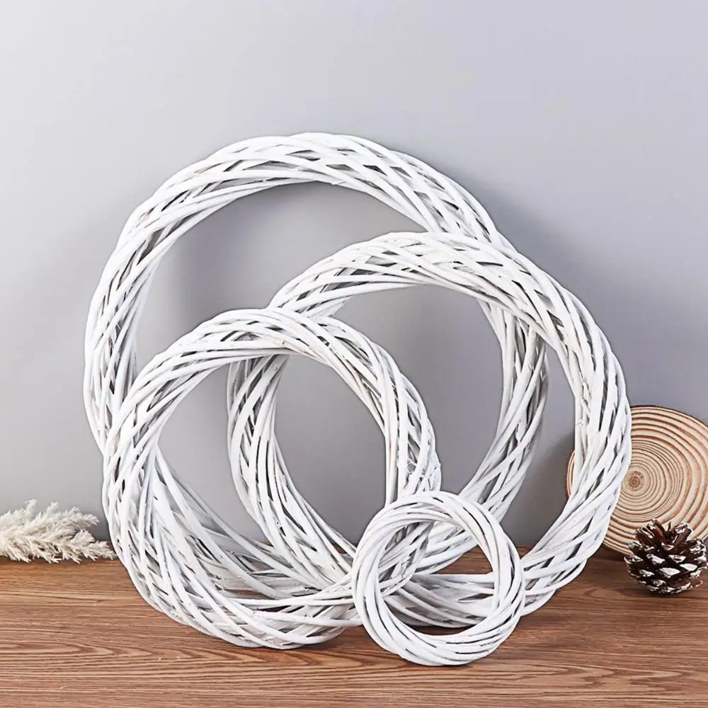 

Window Door Decor Wedding Ornament Blank Hanging Vine Wicker Wreath Rattan Ring White Garland Christmas Decoration