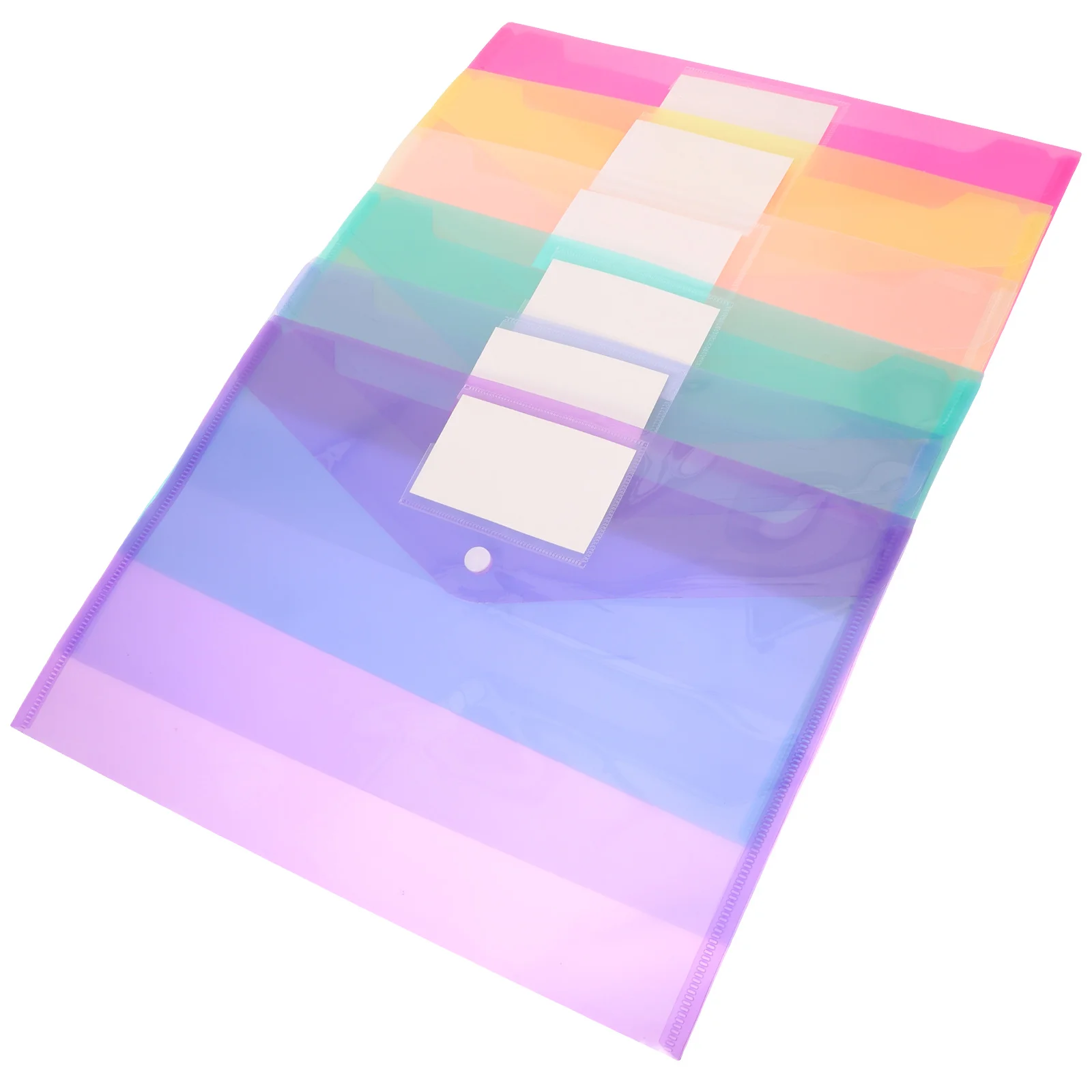 

6 Pcs File Folder A4 Transparent Blue Green Purple Yellow Pink Snap Closure PP Lightweight Office Supplies Storage Bags