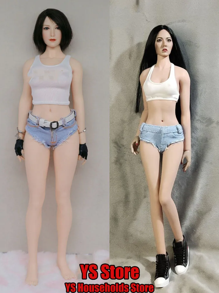 2 Styles 1/6 Female Soldier Light Blue Tight Short Jeans Sexy Low Waist Hot Pants Belt Decoration For 12" Action Figure Body Toy image 6