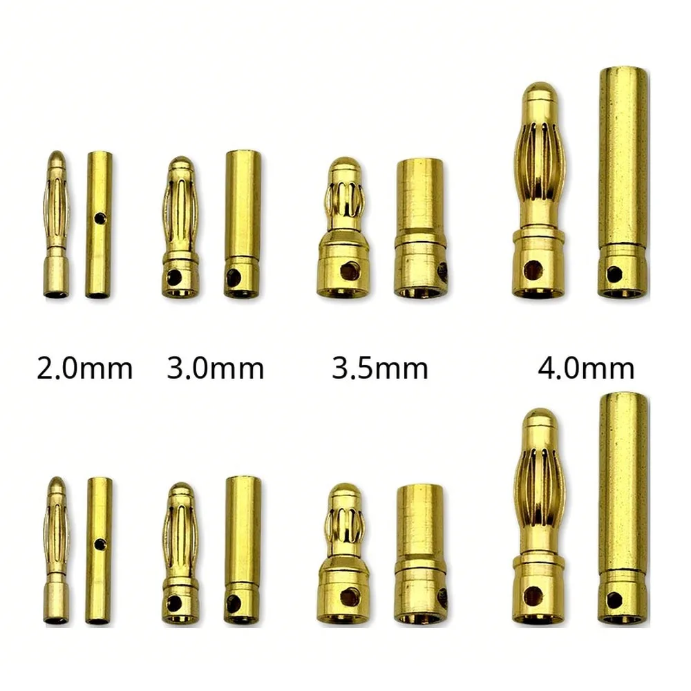 Image of 5 Paar Rundstecker 2 mm 3 mm 3,5 mm 4 mm Bananen-Rundstecker Stecker männlich weiblich Anschlüsse für RC-Batterie ESC-Motor