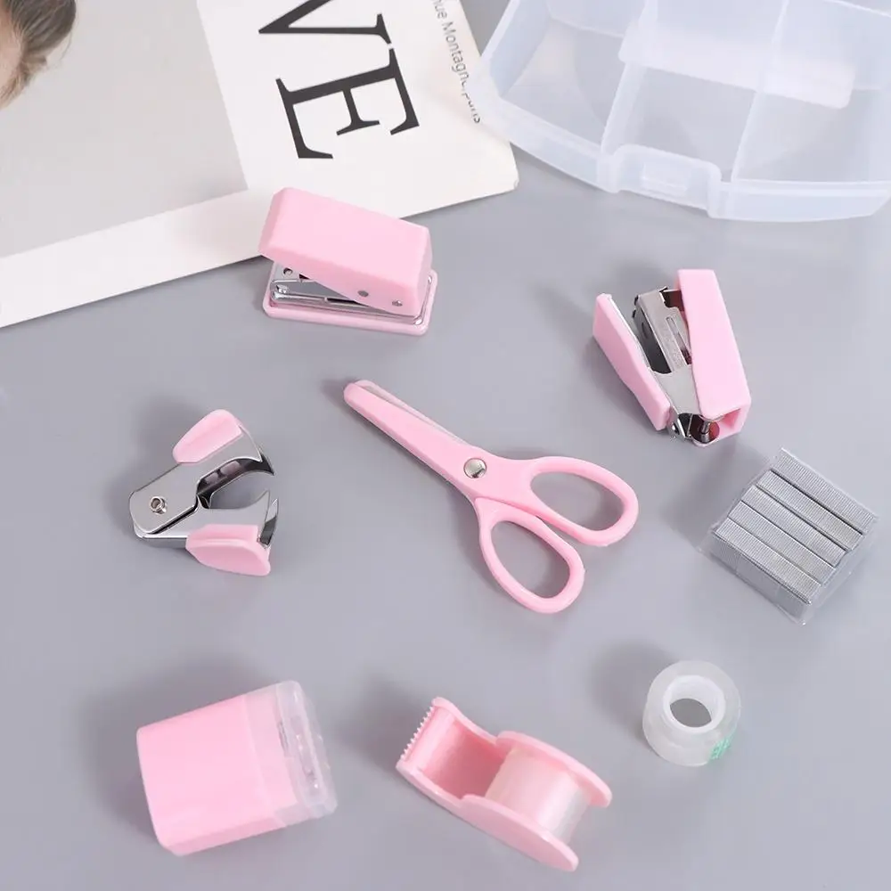 8 in 1 Scrapbooking Mini Stapler Staple Punch DIY Crafts Albums Stationery Tools Set Handcraft Punch Machine Kit Student