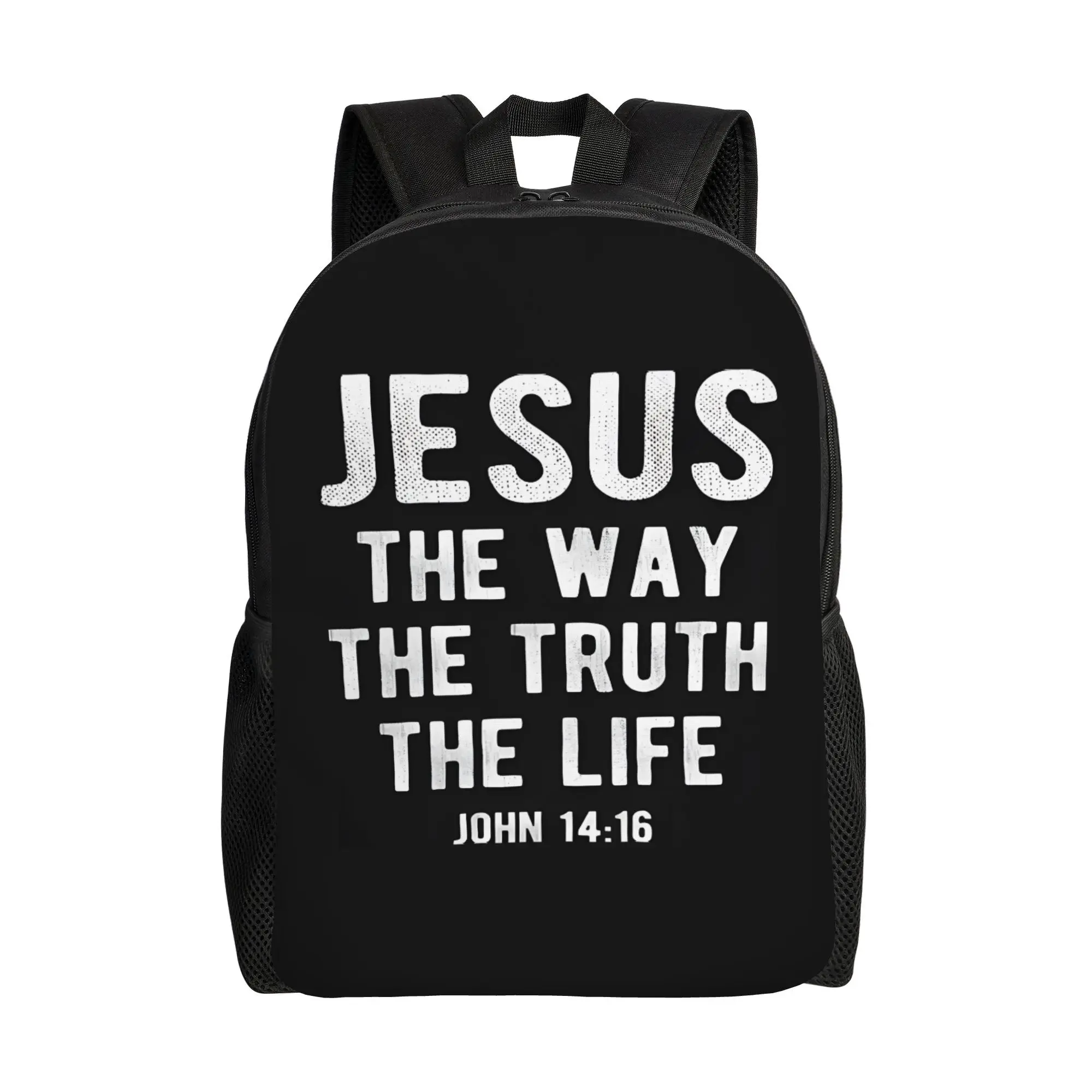 Jesus The Way The Truth The Life John 14 16 Fashion Printed Backpack Student Boys Girls BookBag School Bag Computer Shoulder Bag
