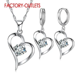 925 Sterling Silver Bridal Jewelry Sets Heart Pattern Romantic Style CZ Crystal Women Girls Engagement Anniversary Wholesale