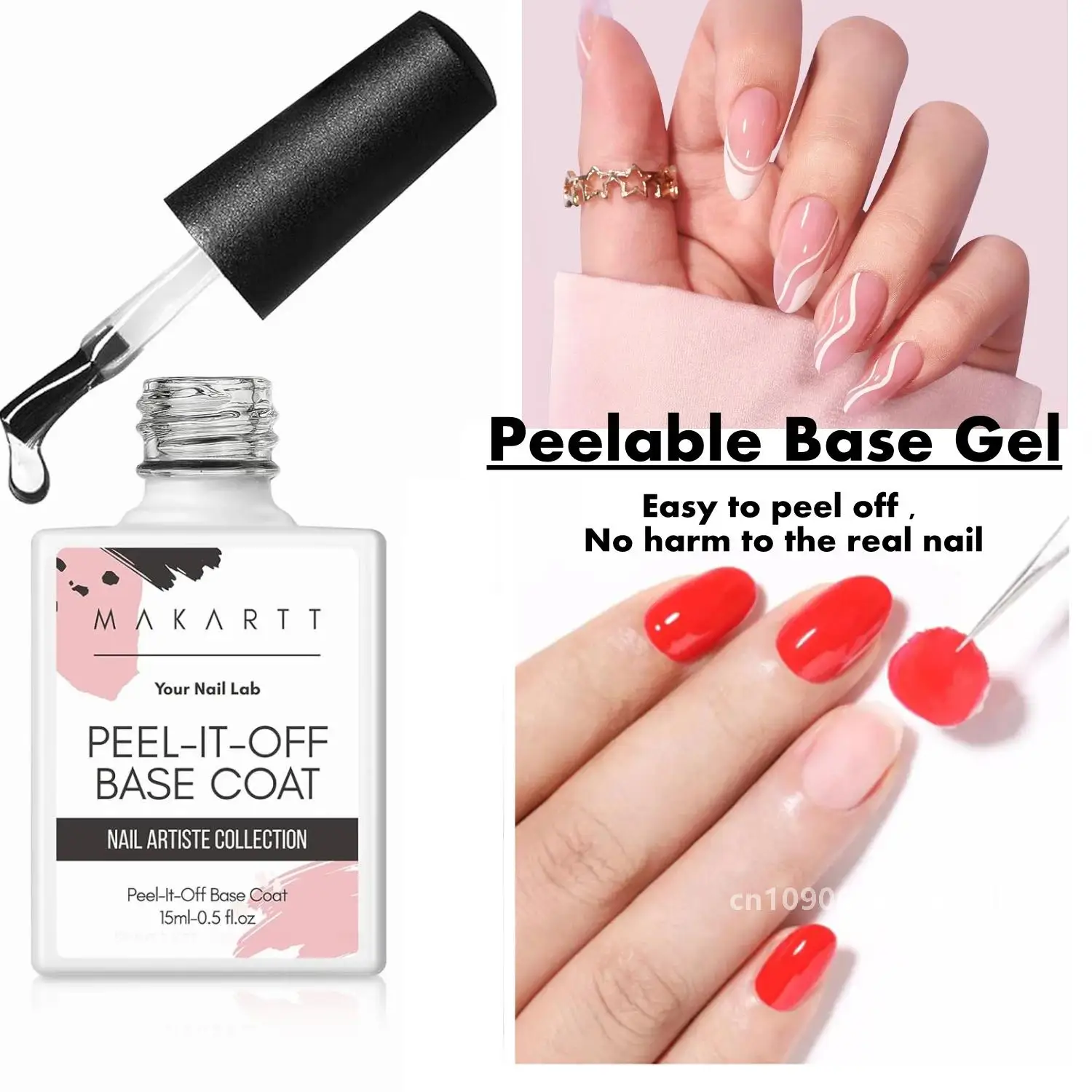 Makartt Peelable Base Coat Latex Nagellakbarrière 2 in 1 15ML Peel Off Gel Basislaag Vloeibare Latex Clear Gel Nagellak Klaar