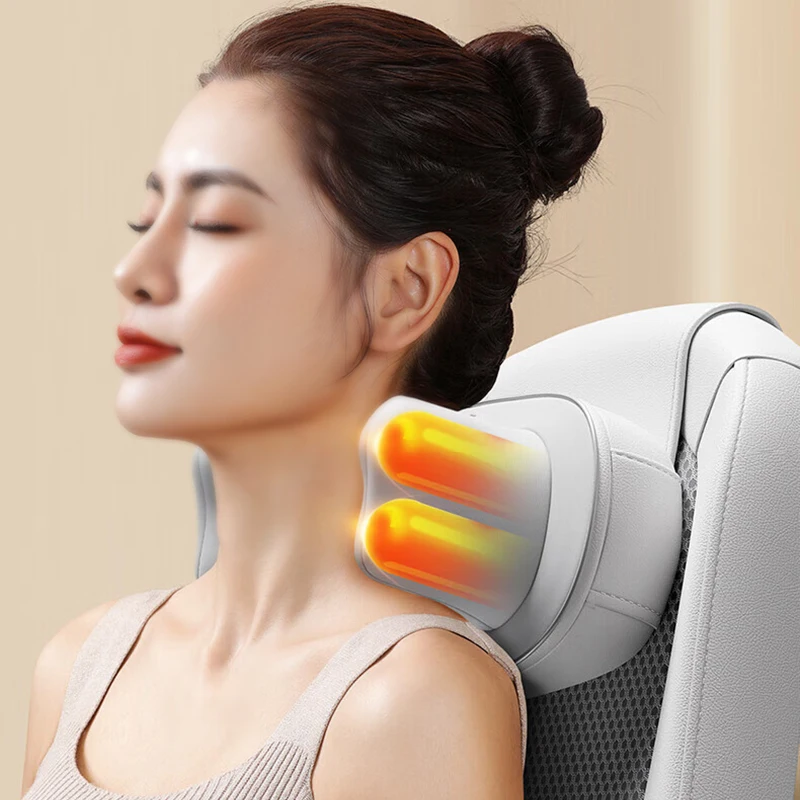 Massager Chair Pad Electric Heating Vibrating Cervical Neck Back Body Cushion Massag for Home Lumbar Mattress Pain Relief 220V