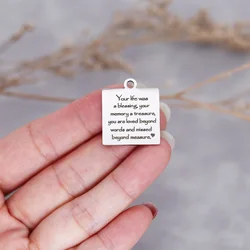 2Pcs/lot Your Life Was A Blessing Laser Engraved Stainless Steel Charm For Jewelry Making Neckalce Keychain Diy Supplies