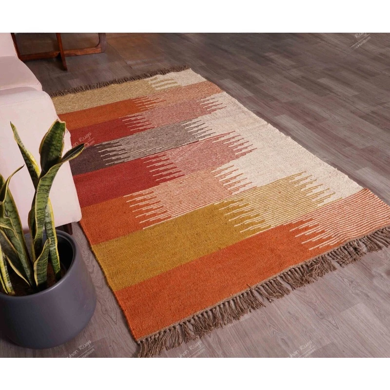 

Wool & Jute Flat-Weave Hand-Crafted Modern Rug Entryway Decor Wool Jute Rugs