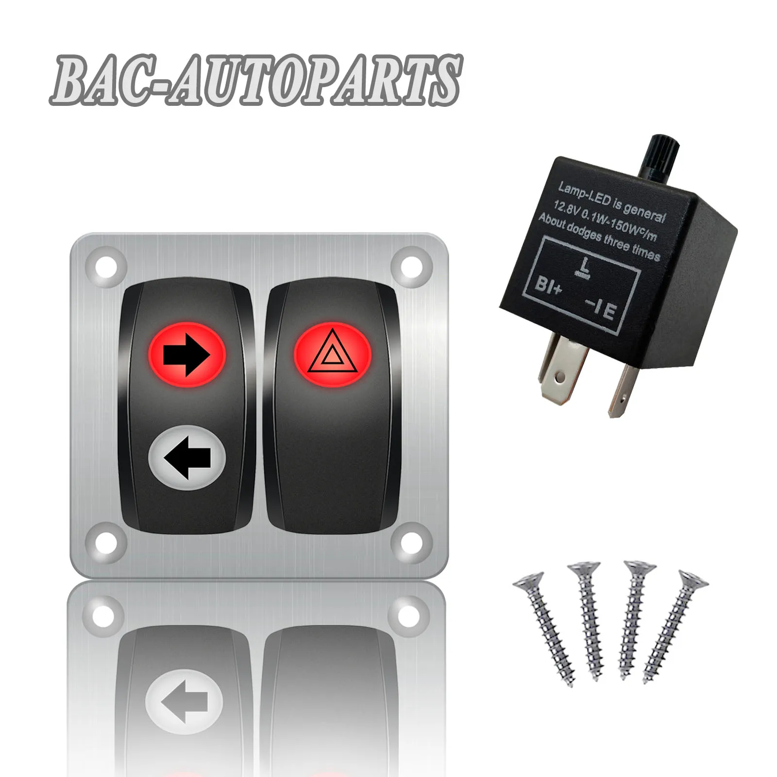 Turn Signal and Hazard Symbol Rocker Button Switch Panel with 12V Adjustable Flasher Rely Red Led for Car Boat Truck Accessories