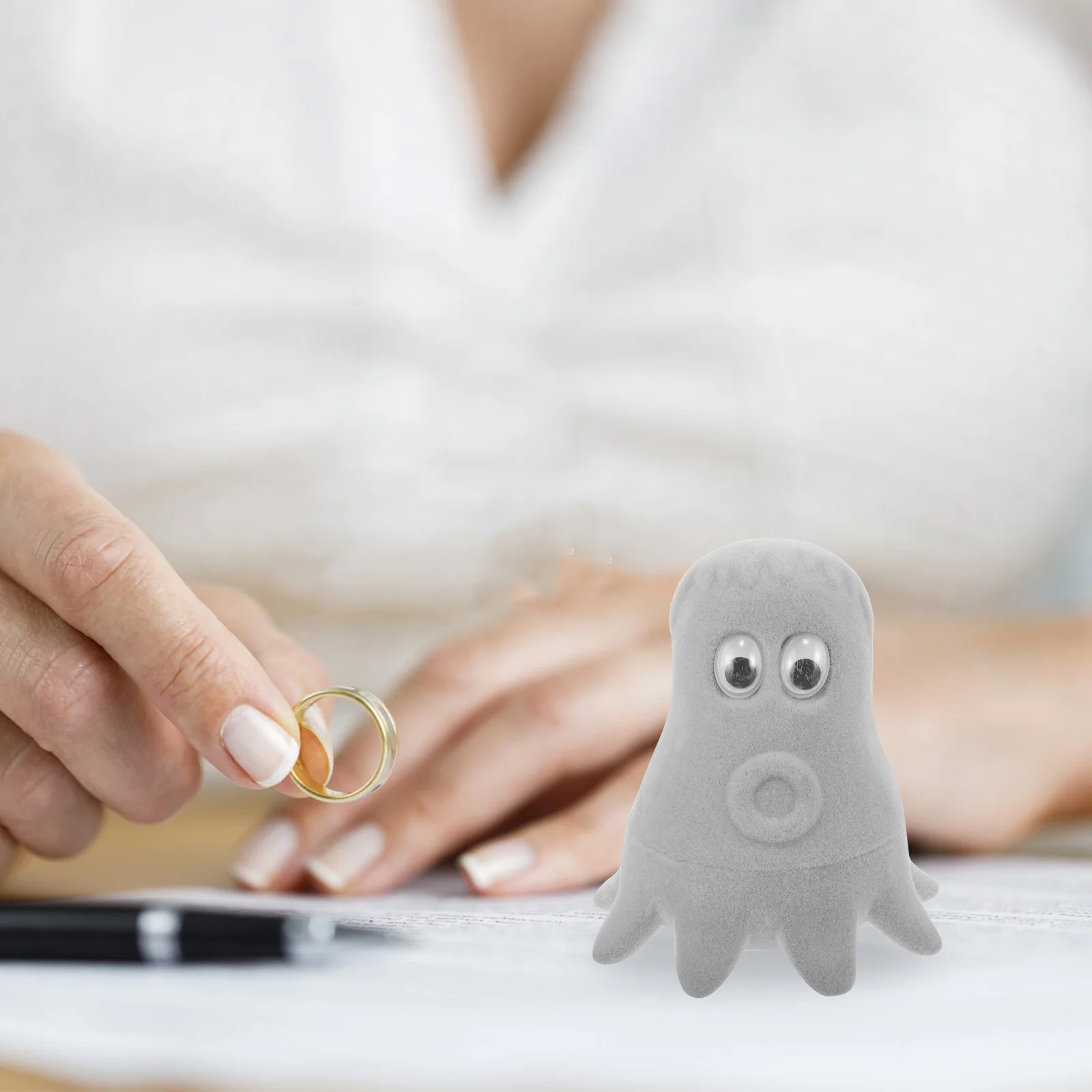 رمادي خاتم صندوق الأخطبوط تصميم مجوهرات المنظم ل الزفاف المشاركة اقتراح حلية حقيبة للتخزين حلقة حامل هدية صندوق #4