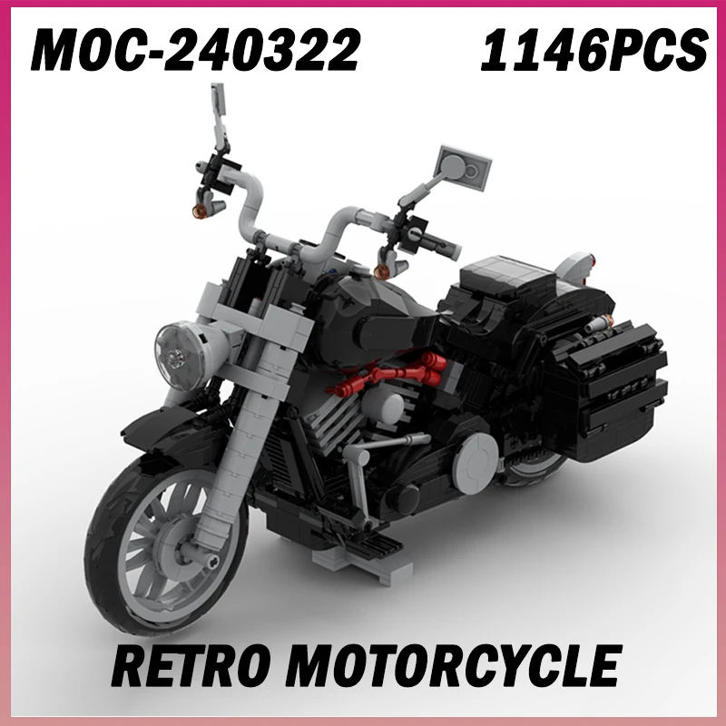 

1146PCS MOC-240322 Retro Motorbike City Technical Racing Motorcycle Model Building Blocks Bricks Toy Adult Kids Boy Xmas Gift