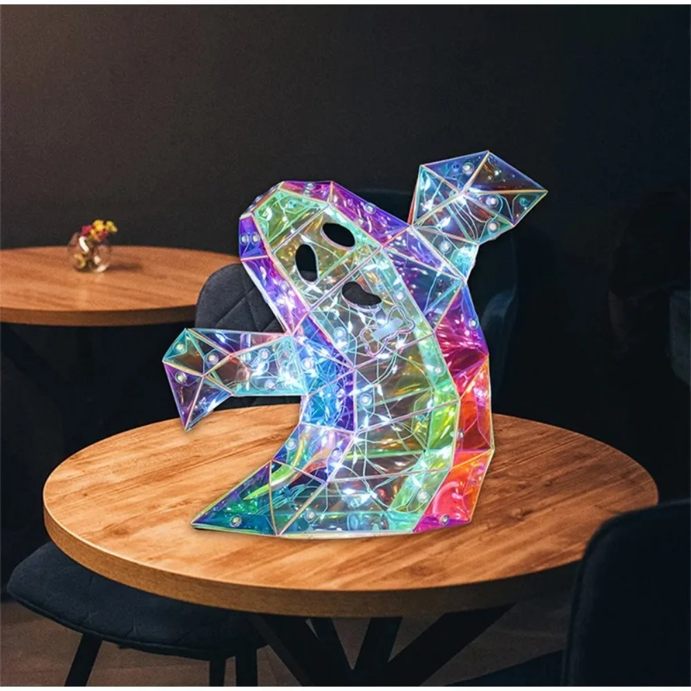 High Quality Glow Prismatic Ghost Holiday Party Festival Decorative Luminous Ghost PET Prismatic Iridescent Ghost Halloween