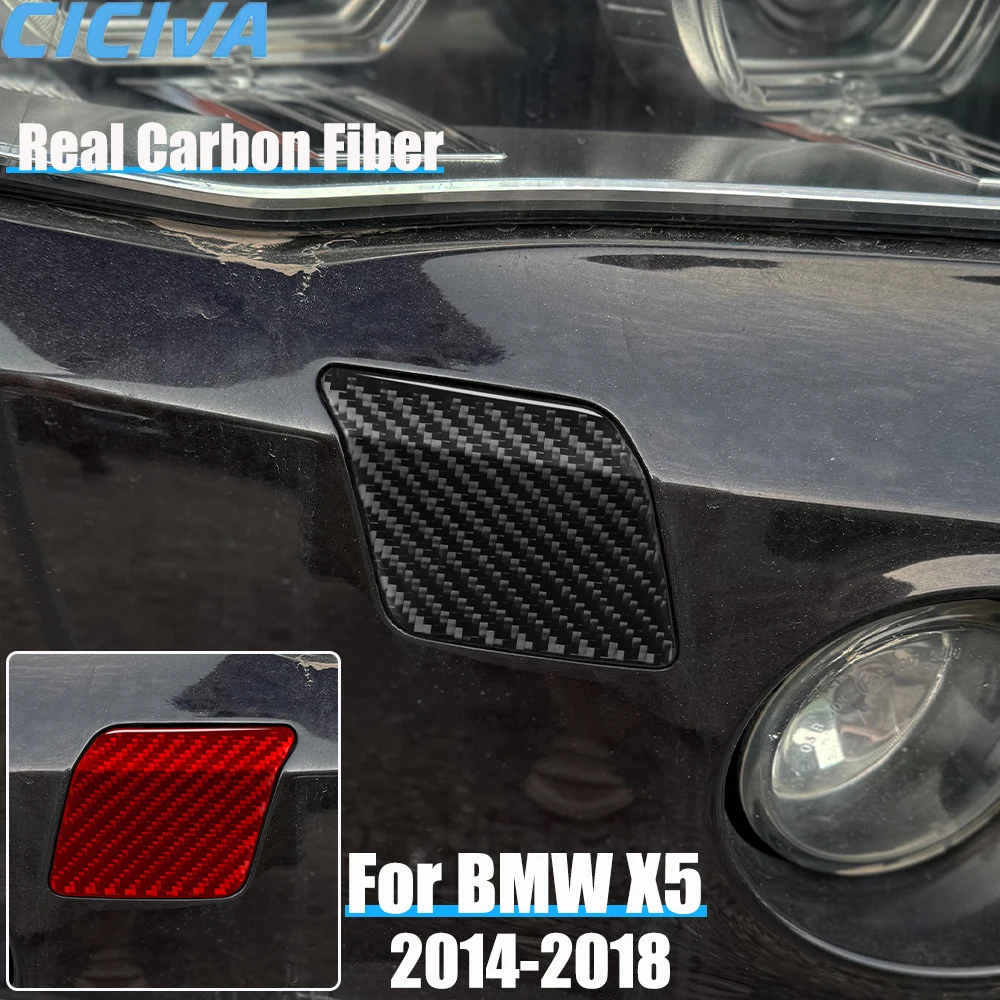 Настоящее углеродное волокно, автомобильные аксессуары, система омывателя фар, накладка, мягкая наклейка для BMW X5 F15 2014 2015 2016 2017 2018