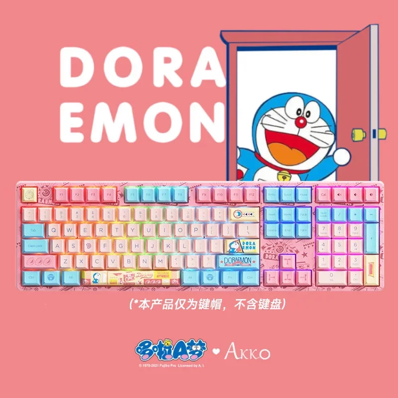 Imagem -03 - Akko Doraemon Wired Teclado Mecânico Macaron Pbt Custom Key Cap Rgb Hot Swap Teclado de Jogos Gato Robótico Modos