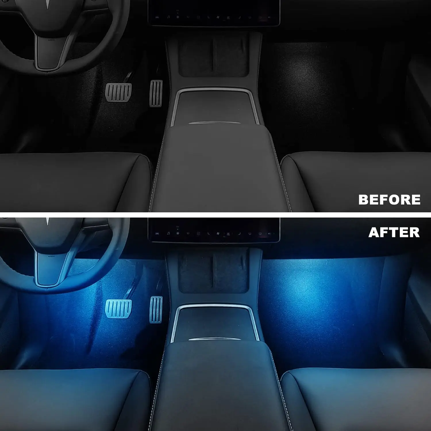 For Tesla Model Y Model 3 Highland Ultra-Bright Interior Foot-Well Lights Compatible Model 3/Y/S/X Interior LED Lights Bulbs Kit