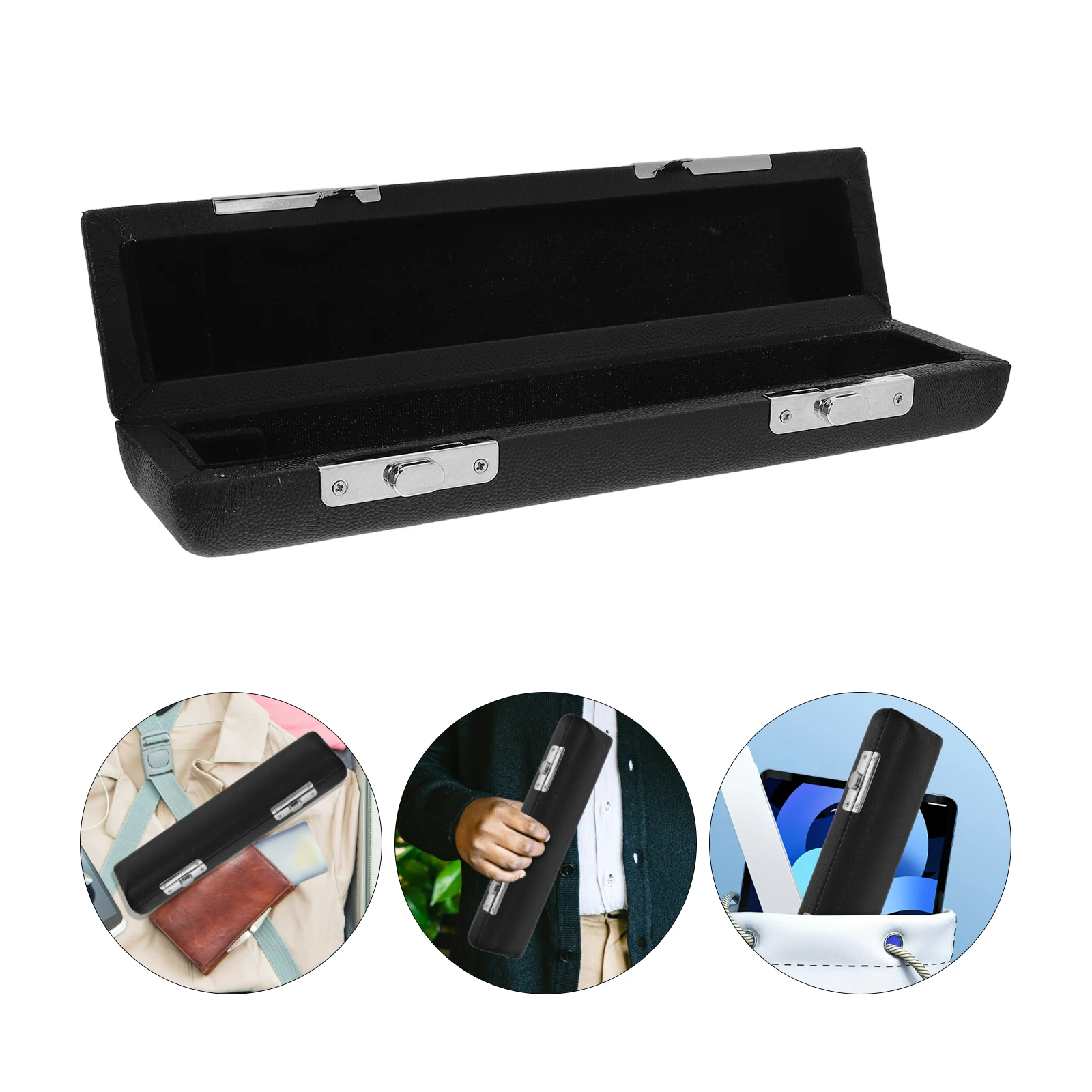 

Piccolo Case 16 Holes Black Safe Durable Storage Box for Flute Musical Instrument Portable Lightweight