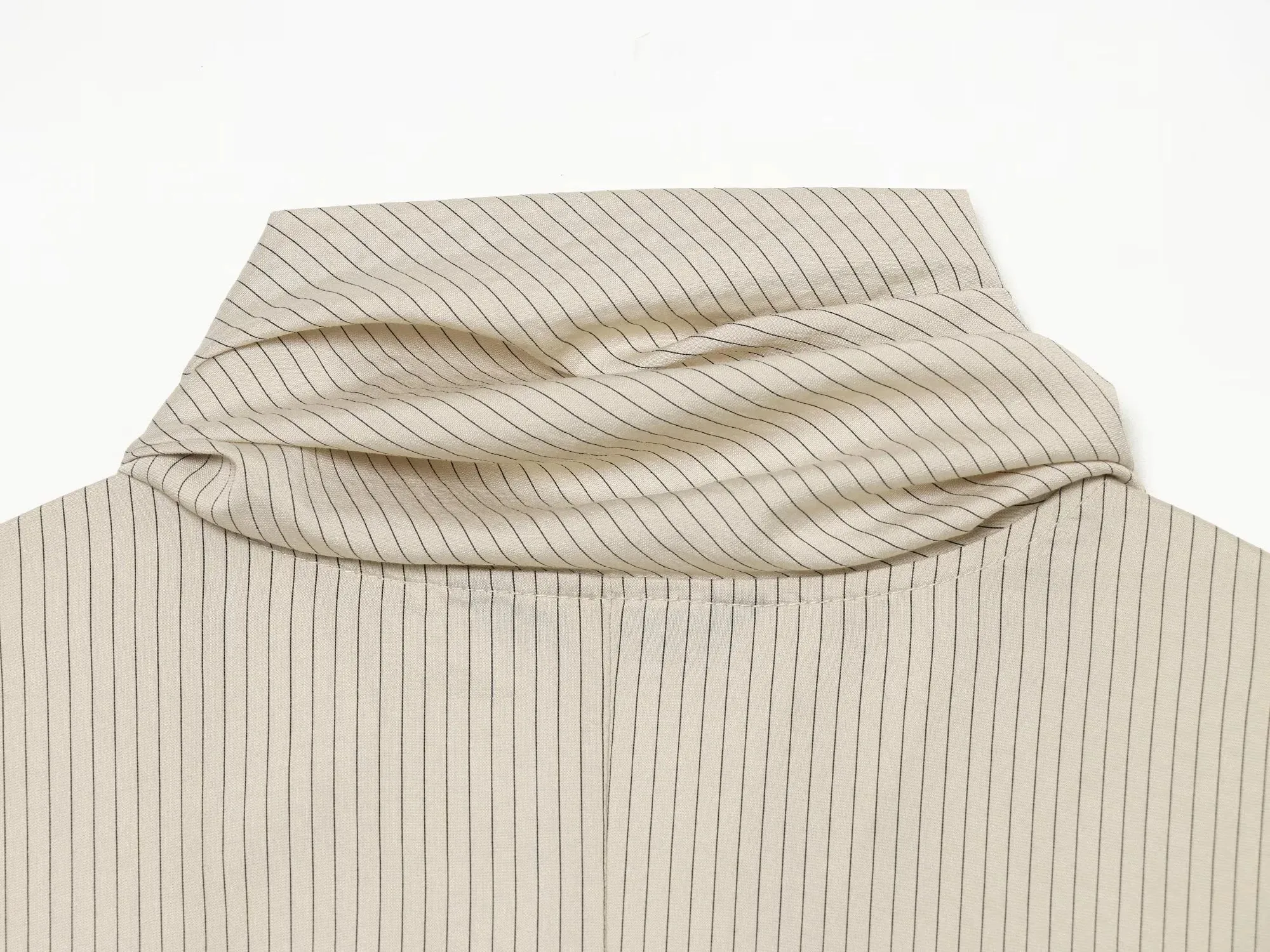 Gestreifte Hemden für Damen, Vintage, elegant, mit Puffärmeln, Sommer, neue High-Street-Kleidung, Freizeit, einreihig, mit Reverskragen. – Detail 5