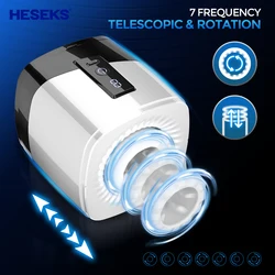 HESEKS Automatic man masturbator 7 Thrusting Rotation Masturbating Machine Vagina for Men Adult Goods Men