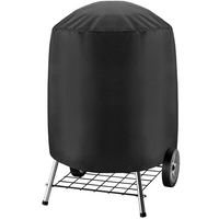 BBQ Grill Cover 210D Grill Cover For Weber Charcoal Kettle, Waterproof Black Smoker Cover Round Grill Covers Gas Outdoor