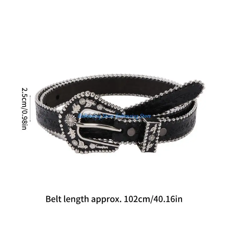 573B حزام جلدي نسائي موضة الصيف حزام رفيع فستان جينز مزخرف حزام خصر #6