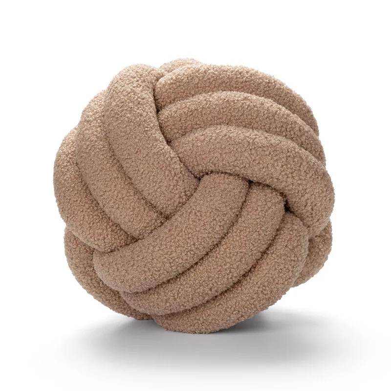 Lamb Wool Roller Pillow Handwoven Ball Pillow Pillow Sofa Living Room Ball Shaped Cushion Headboard Backrest