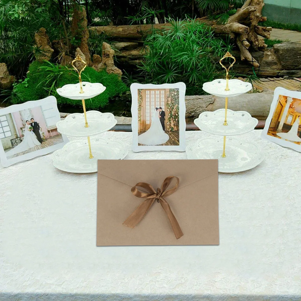 

10Pcs Retro Creative Bow Solid Color Envelopes for Wedding Birthday Invitations Classic Kraft Paper Photo Letter Invitation