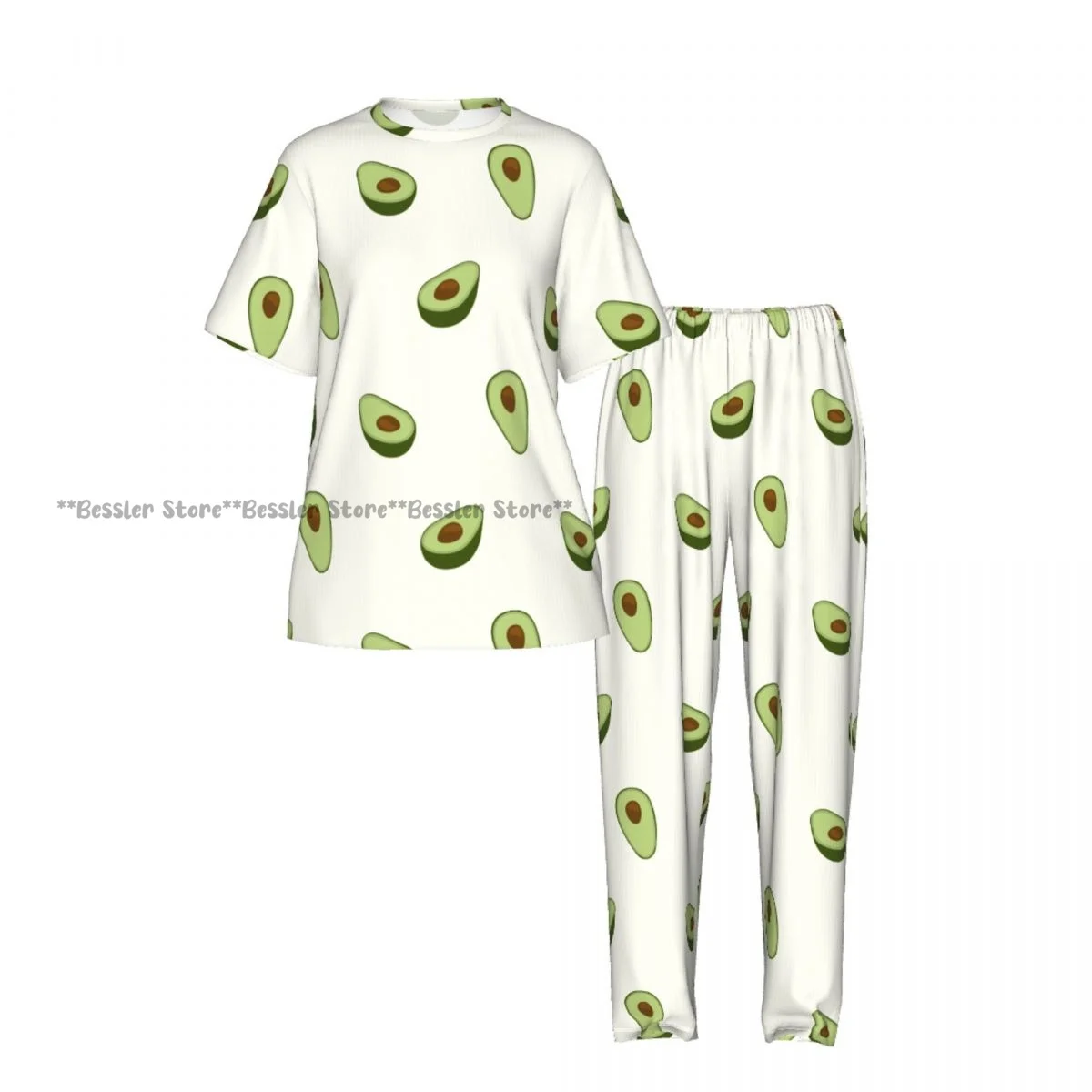 Avocado Pattern Pajamas Set Short-sleeved Women Home Clothing