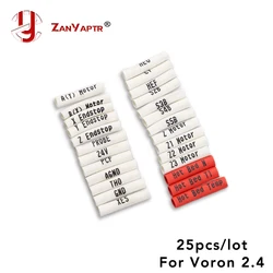 25pcs/set Voron 2.4 0.75 Square Wire Number Tube / Cable Identification Tube, suitable for adapter plate 3D printer parts