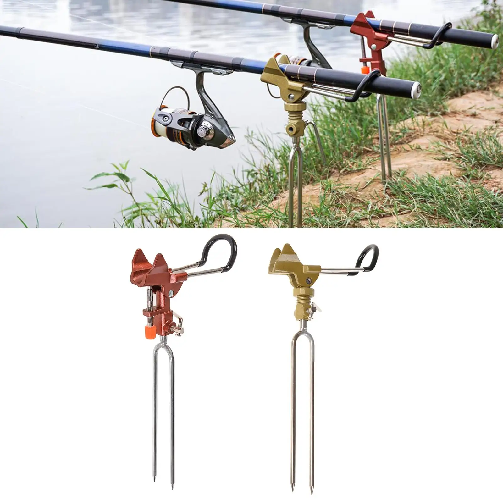 

Fishing Pole Holders Fishing Rod Stream River Rack Stand Aluminum Alloy 360