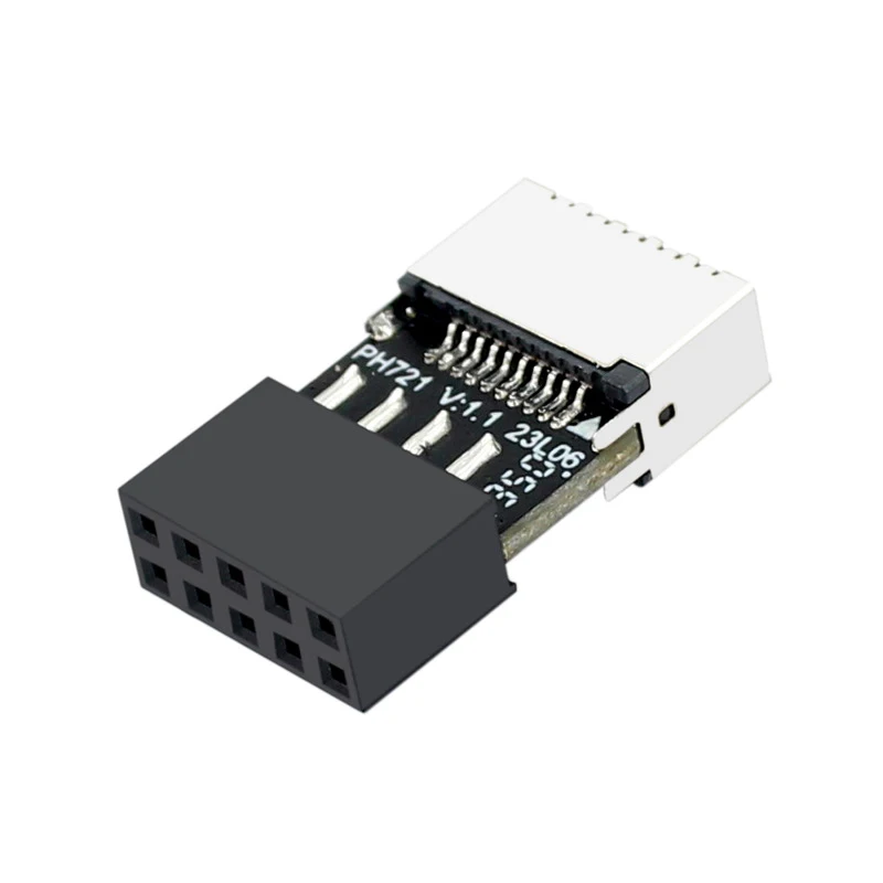 USB 2.0 9-Pin Male to Type E Female Front Panel Socket to 9Pin Mainboard Header Extension Adapter Connector for Desktop PC