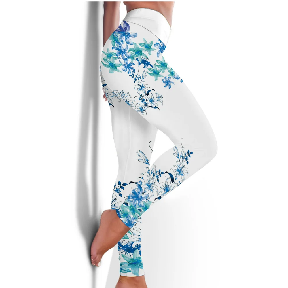 Fashion trend Stretch hip lift slim slim geometric print wear leggings for women