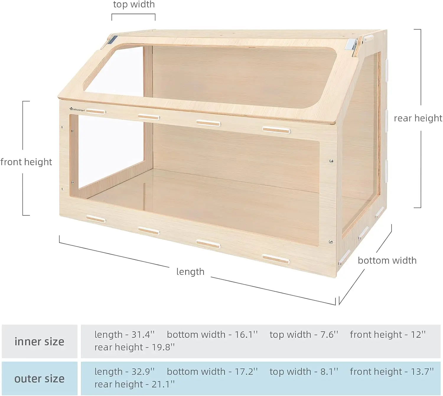 Vista-jaula de hámster con apertura oblicua, jaula de animales pequeños de Aspen MDF, jaula para hámsteres enanos sirios, ratones Degus