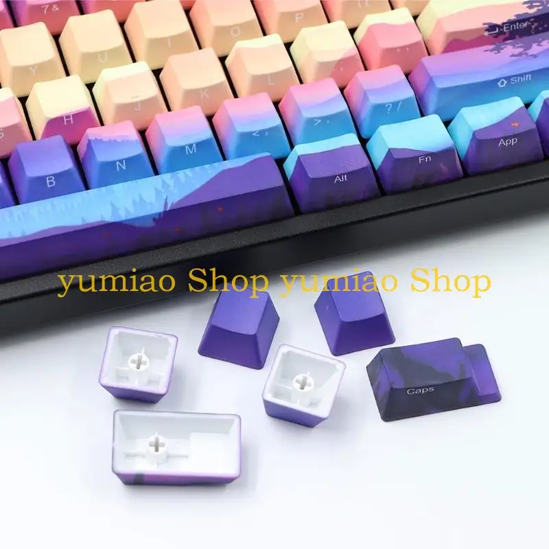 587B Sunsets Keycaps 128 Keys PBT Dye Sublimation OEM Profile for GH60 \ IKBC