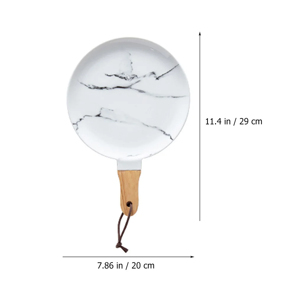 

Ceramic Serving Pizza Charcuterie Board Round Cutting Tray Handle Natural Wood Material Practical Home Kitchen