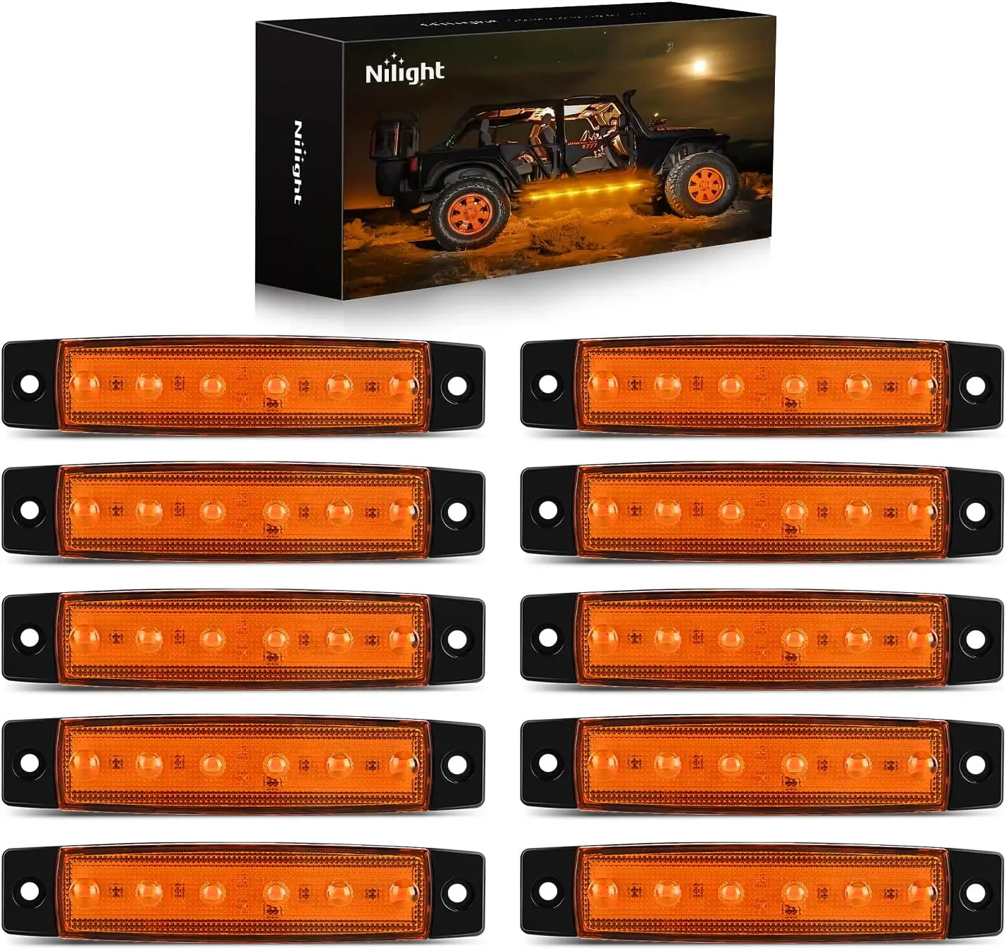 

10PCS Amber LED Marker Lights for Trucks Trailers RVs Boats - 3.8 Inch Clearance Indicators