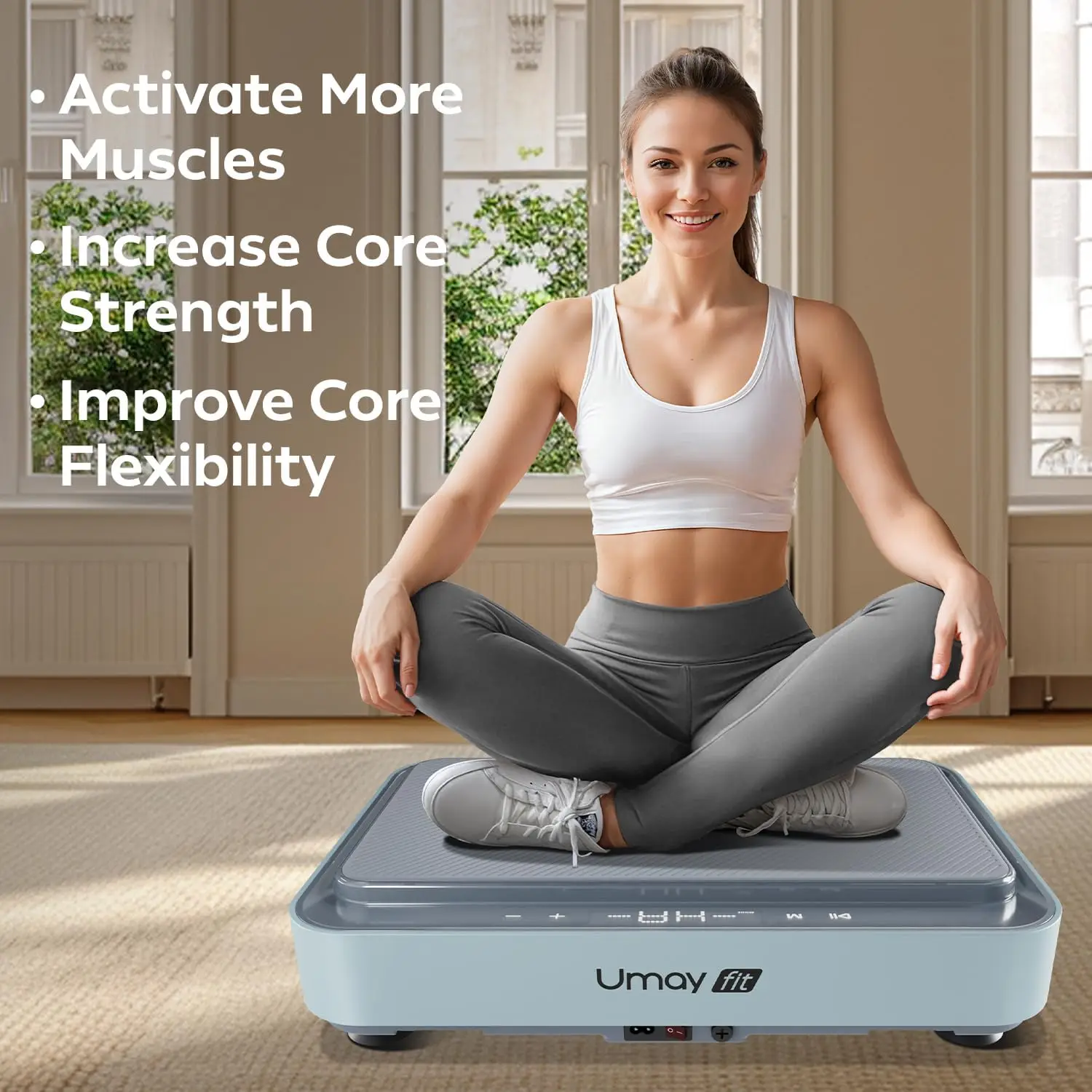 Fitness Vibration Plate Exercise Machine with Loop Bands, Whole Body Home Exercise for Muscles Strength, Blood and Lymph Circula