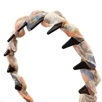 التدرج مطوي شبكة العصابات الشعر للنساء الفتيات موجة الأسنان عدم الانزلاق هيرباند الشعر عقد حلية غسل أغطية الرأس اكسسوارات للشعر