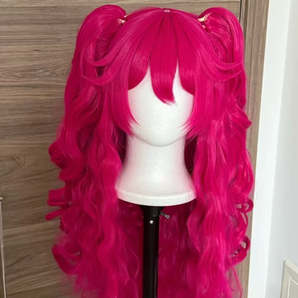 

Парик для косплея в стиле аниме, парик для косплея Пинки Пай, синтетические парики, волнистый розовый парик с хвостиком, термостойкие волосы с сеткой в виде розы, парики для Хэллоуина