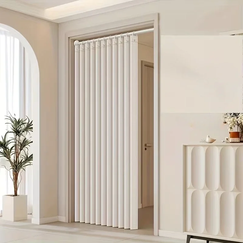 Pleated Folding Door Curtain Space Saving Privacy Room Divider Retractable Accordion Blind for Doorway Kitchen Cabinet