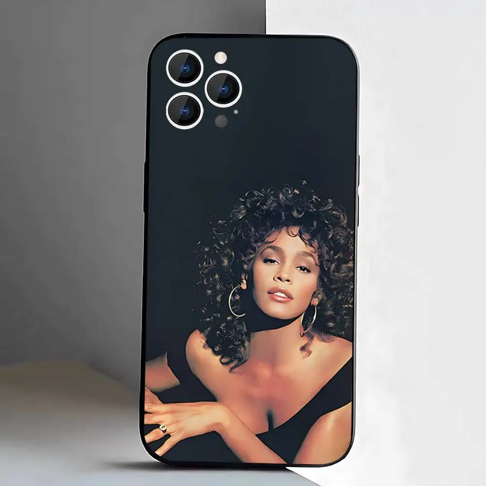 حافظة هاتف W-Whitney H-Houston لهاتف iPhone 17,16,15,14,13,12,11,Pro,XS,Max,XR,Plus,E,SE4,غطاء ناعم أسود صغير