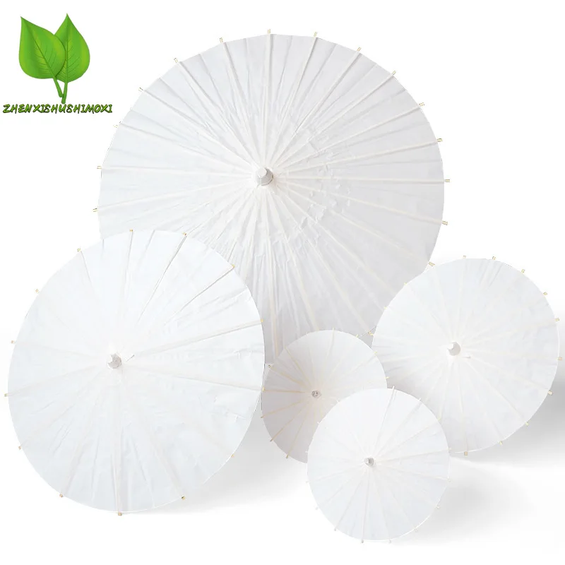 Guarda-chuva de papel chinês para fotografia, 60 cm, 80 cm, branco, faça você mesmo, adereços para festa de chá de bebê, casamento, 10/20/30 peças