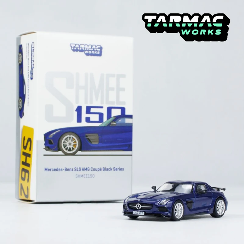 طراز سيارة Tarmac Works 1:64 TW Mercedes-Benz SLS كوبيه مصنوع من السبائك الزرقاء