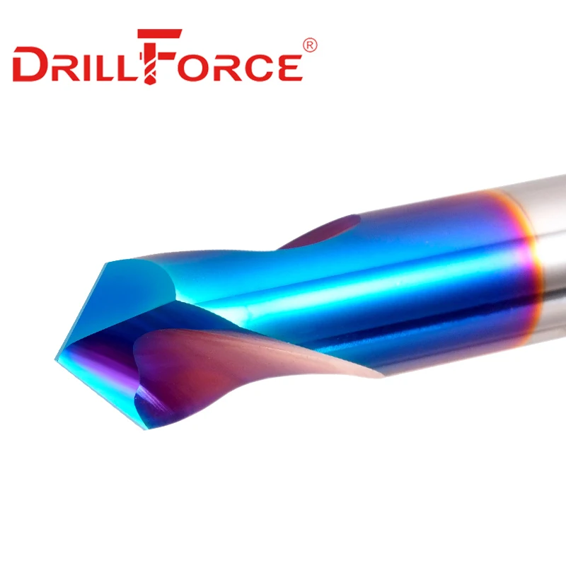 Drillforce-brocas de chaflán de avellanado de carburo sólido de 60/90/120 grados, ubicación de punto central, guía piloto, herramientas de máquina