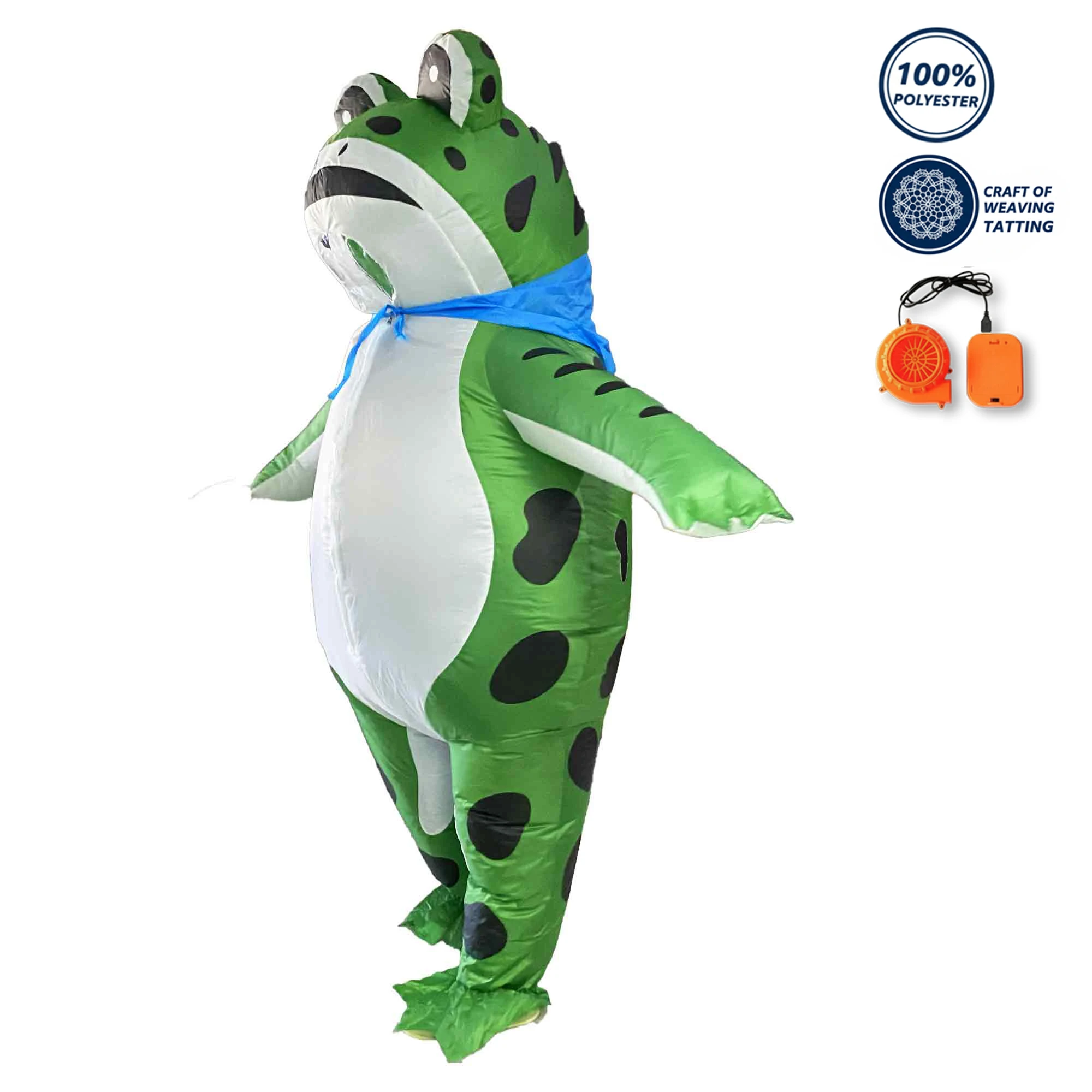 Kostium dmuchany żaba dla dorosłych, zabawny strój zwierzęcy na całe ciało, unisex, na Boże Narodzenie, Święto Dziękczynienia, karnawał, cosplay (155-190 cm)