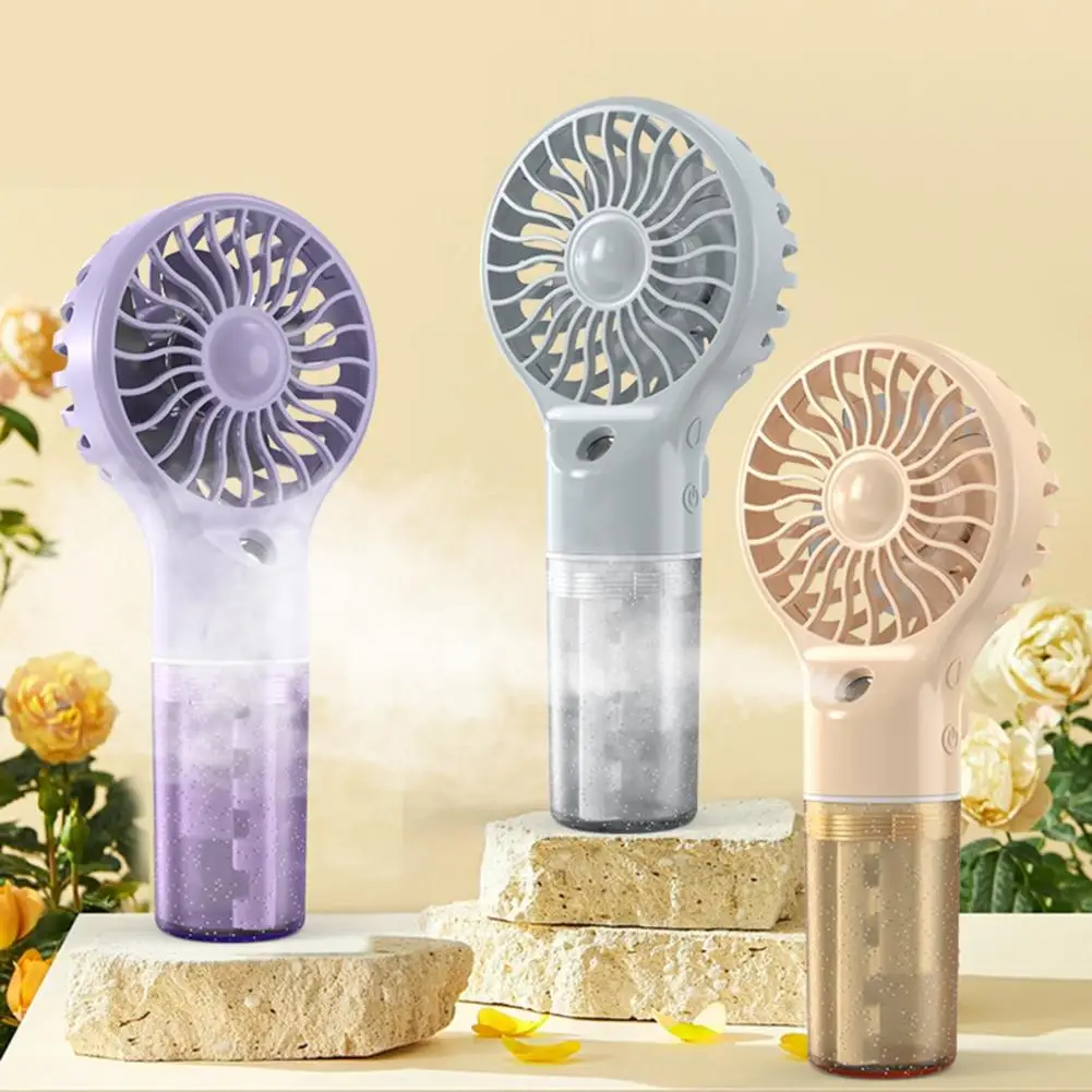 Portable Handheld Fan with Cooling Mist Spray - USB Rechargeable, Ultra-Compact Water Humidifier - Ideal For Personal Outdoor