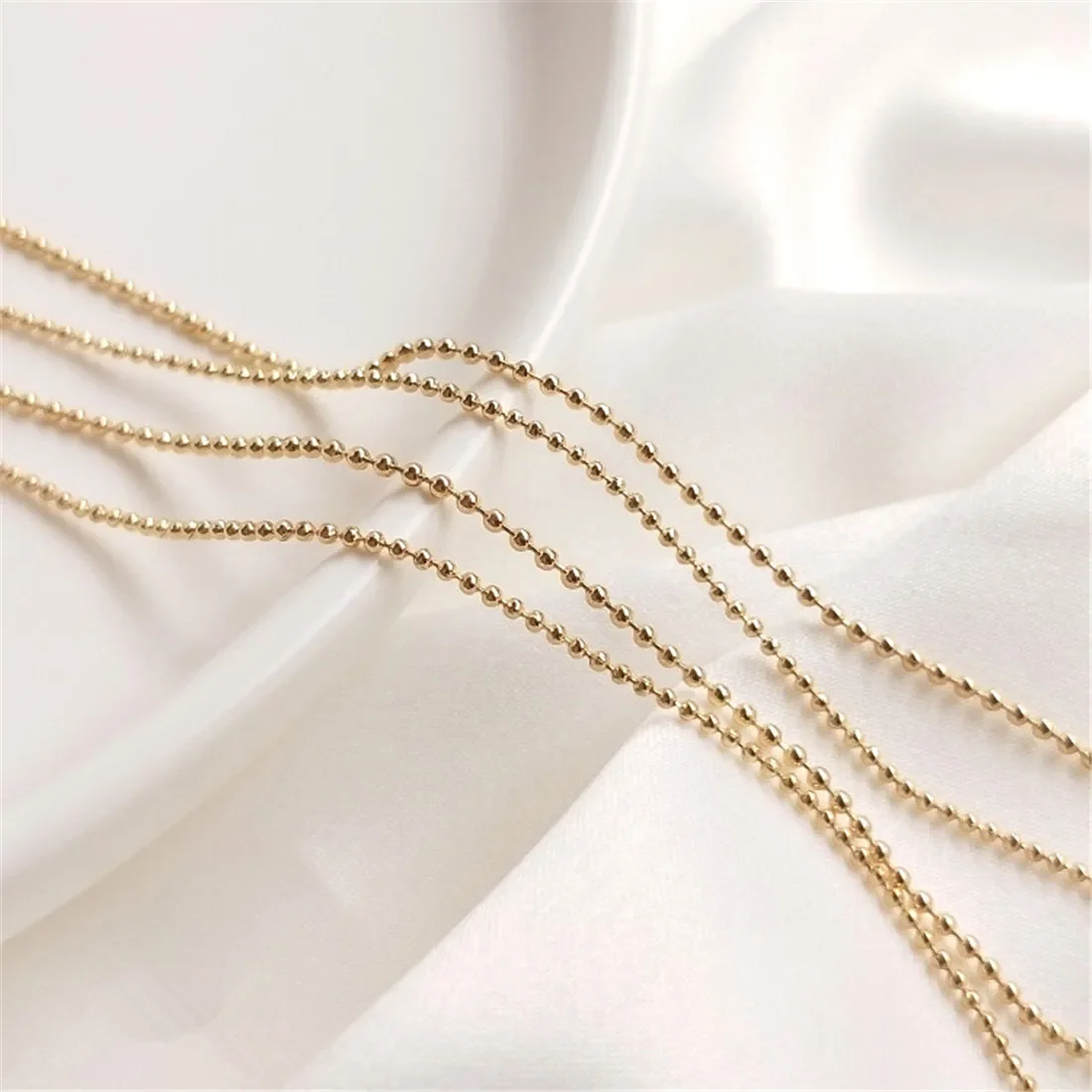 

14K Gold-Color Gold Bead Chain, Bean Chain, Round Bead Chain, Bulk Semi-finished Chain, DIY Necklace, Jewelry Material B618