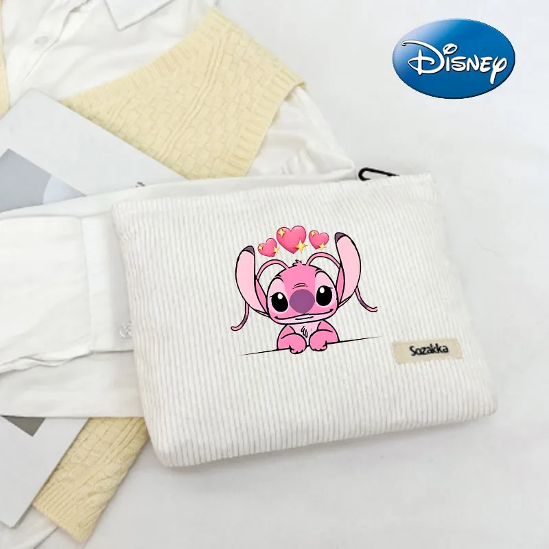 

Disney Lilo & Stitch Women's Cosmetic Bag Corduroy Women Zipper Makeup Organizer HandbagTravel Makeup Bag Storage Clutch 2024