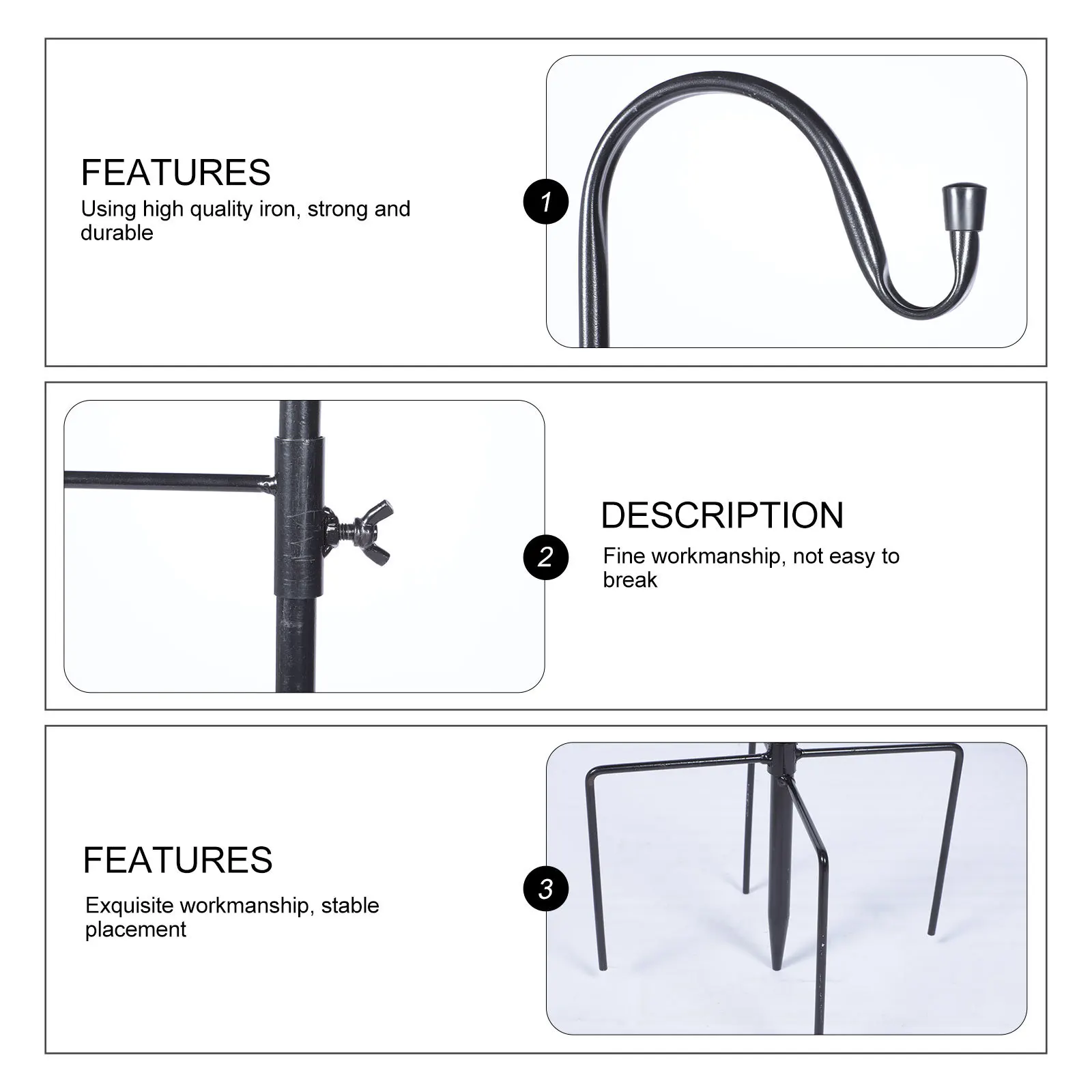 

1pc Iron Shepherd Hook Garden Flagpole Hanger Ground Mounted Yard Hanging Support For Outdoor Plant Pot Sign Display