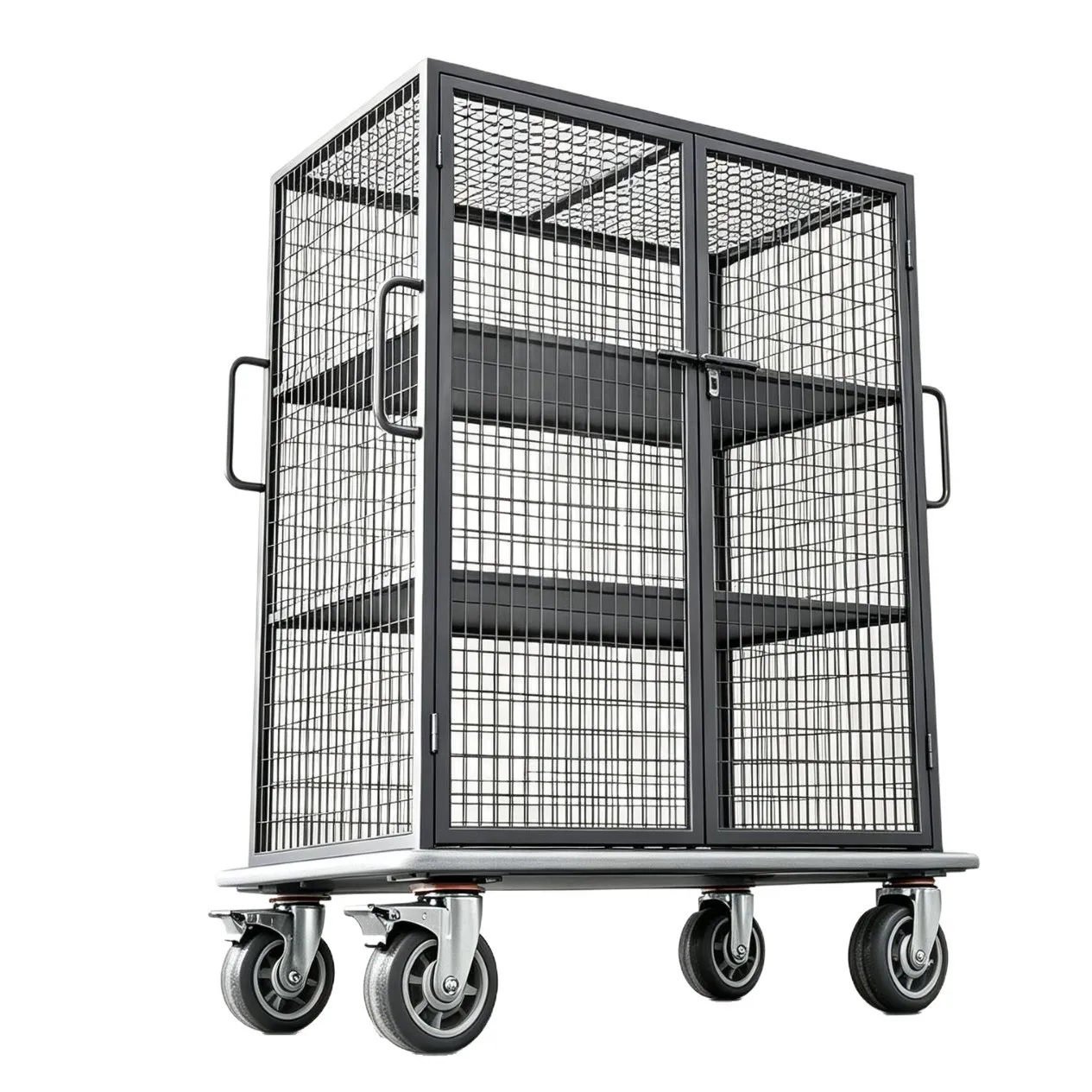Office building, hotel purse seine cart, stainless steel storage cage, towel, cloth, linen, turnover rack, movable car with door